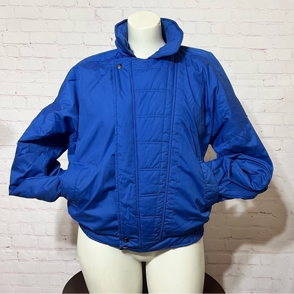 VINTAGE 90s blue Puffer Jacket Large Made in Korea Brand Grizzly GUC - Picture 2 of 16